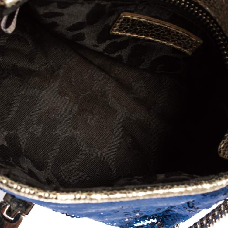 Pre Owned Jimmy Choo Blue/Silver Sequins Ruby Chain Shoulder Bag