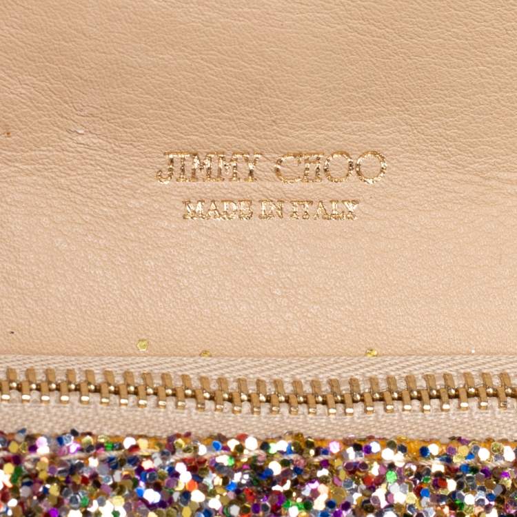 Pre Owned JImmy Choo Multicolor Glitter Mini Carolina Flap Chain Bag