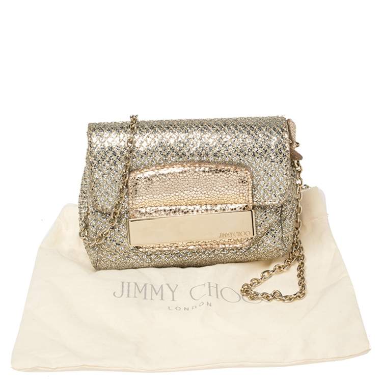 مملوكة مسبقًا Jimmy Choo Champagne Gold Glitter Caro Chain Bag