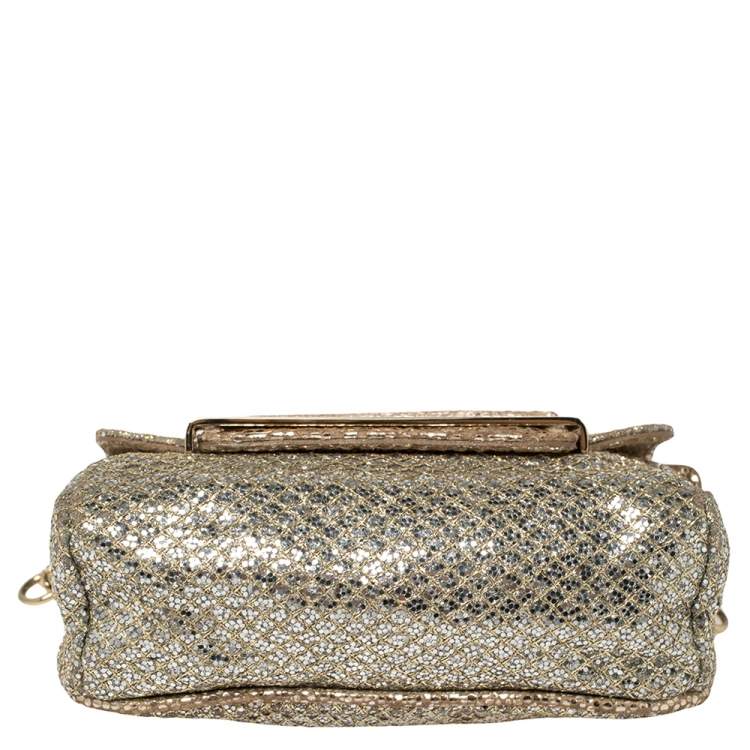 مملوكة مسبقًا Jimmy Choo Champagne Gold Glitter Caro Chain Bag