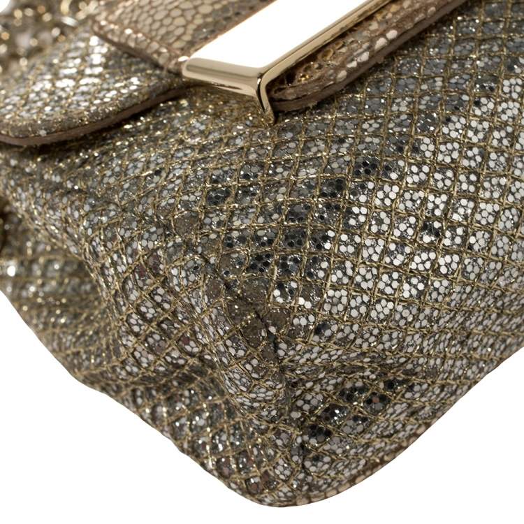 مملوكة مسبقًا Jimmy Choo Champagne Gold Glitter Caro Chain Bag