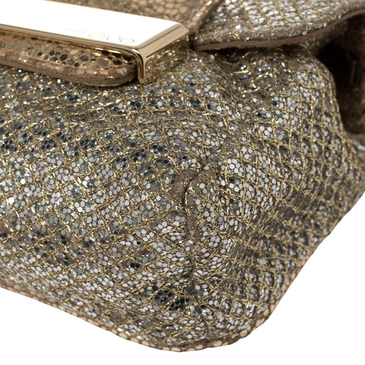 مملوكة مسبقًا Jimmy Choo Champagne Gold Glitter Caro Chain Bag