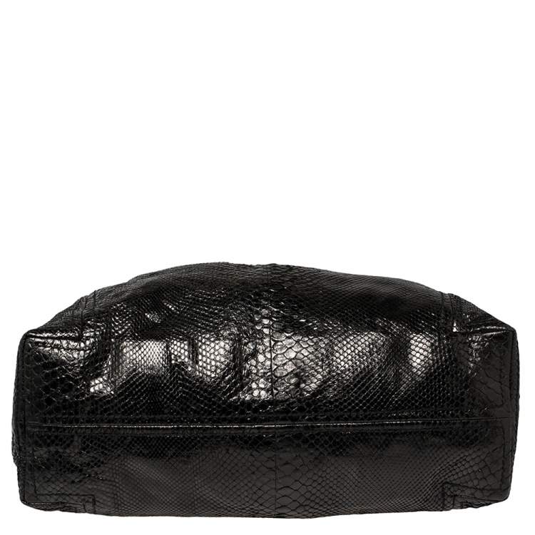 Pre Owned Jimmy Choo Black Python Large Saba Hobo