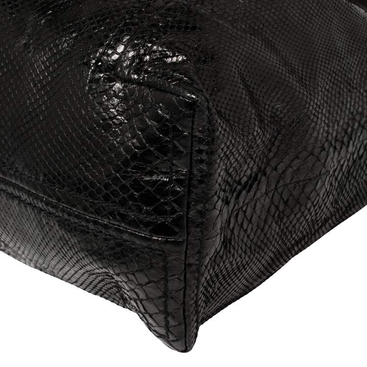 Pre Owned Jimmy Choo Black Python Large Saba Hobo
