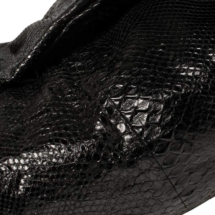 Pre Owned Jimmy Choo Black Python Large Saba Hobo