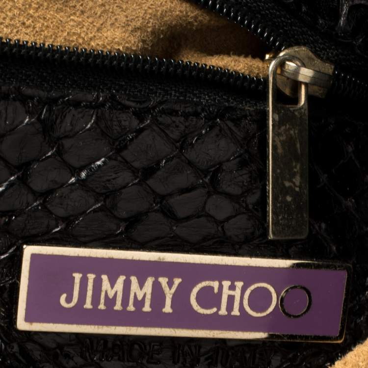 Pre Owned Jimmy Choo Black Python Large Saba Hobo