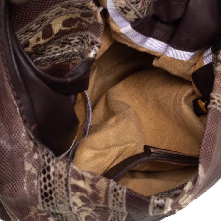 Pre Owned Jimmy Choo Brown Snakeskin Saba Hobo