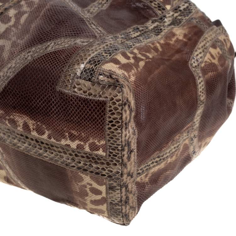 Pre Owned Jimmy Choo Brown Snakeskin Saba Hobo