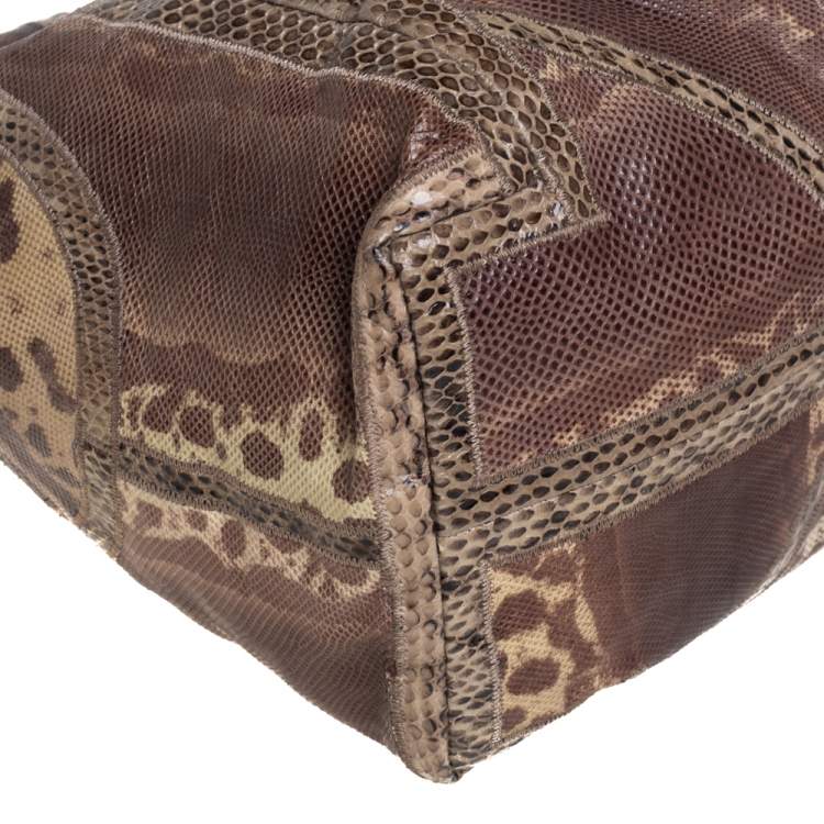 Pre Owned Jimmy Choo Brown Snakeskin Saba Hobo