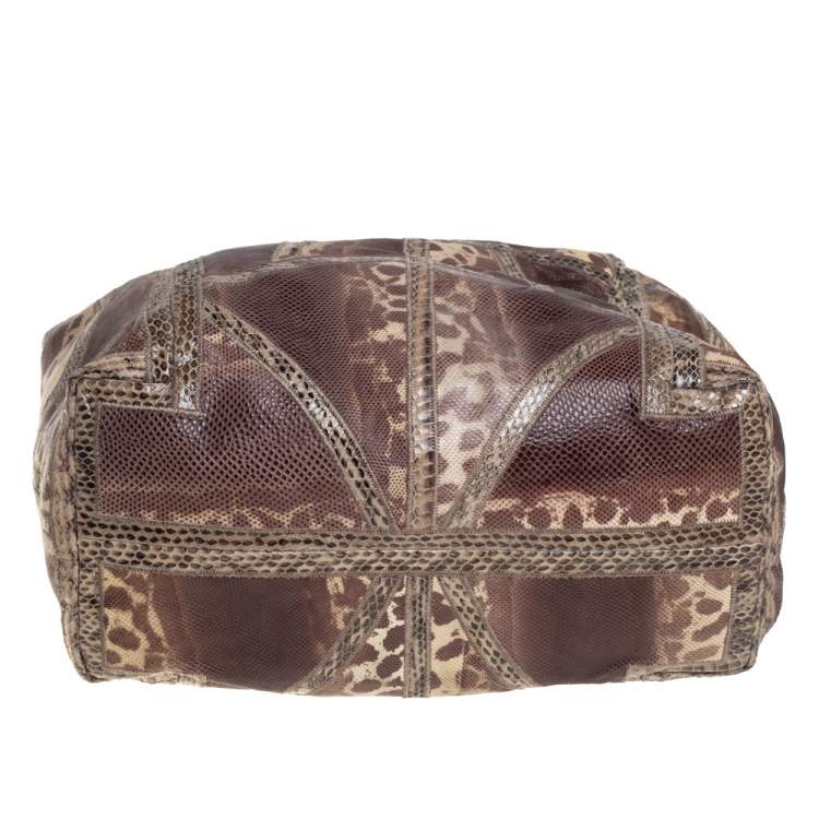 Pre Owned Jimmy Choo Brown Snakeskin Saba Hobo