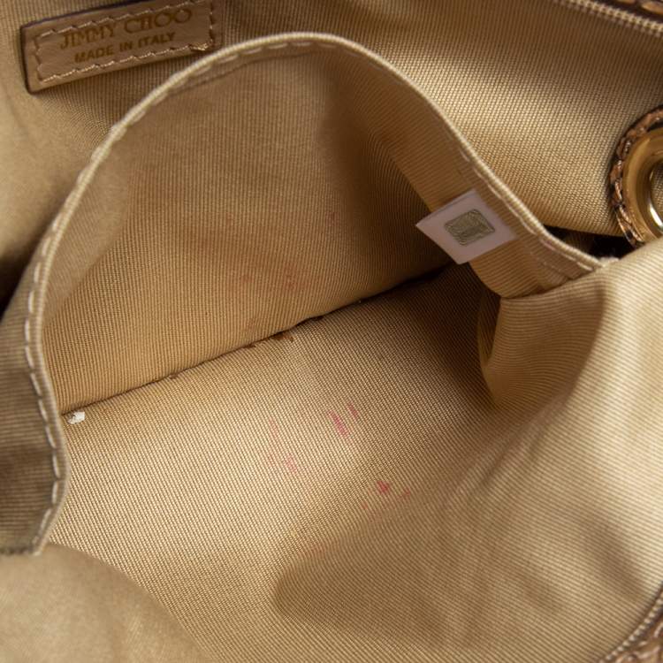 Pre Owned Jimmy Choo Brown Leather and Python Trim Zulu Clutch