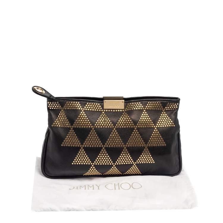 Pre Owned Jimmy Choo Black Leather Studded Zulu Clutch