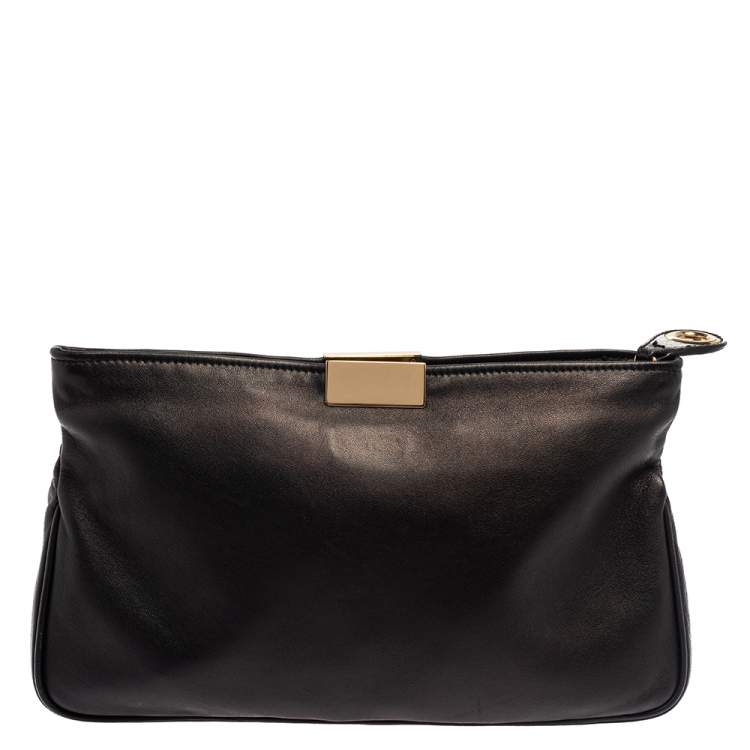 Pre Owned Jimmy Choo Black Leather Studded Zulu Clutch