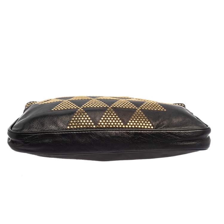 Pre Owned Jimmy Choo Black Leather Studded Zulu Clutch