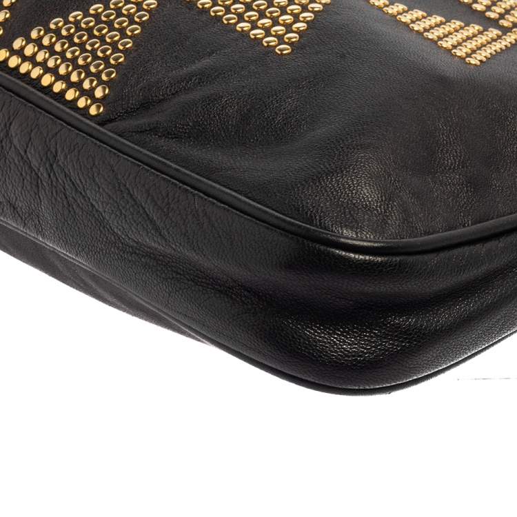 Pre Owned Jimmy Choo Black Leather Studded Zulu Clutch