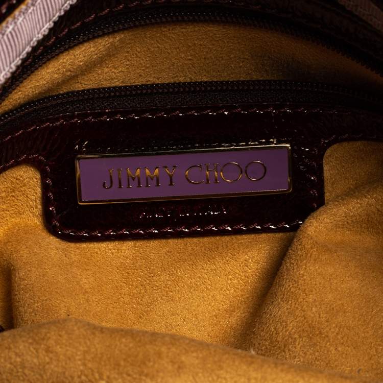Pre Owned Jimmy Choo Burgundy Patent And Suede Mahala Satchel