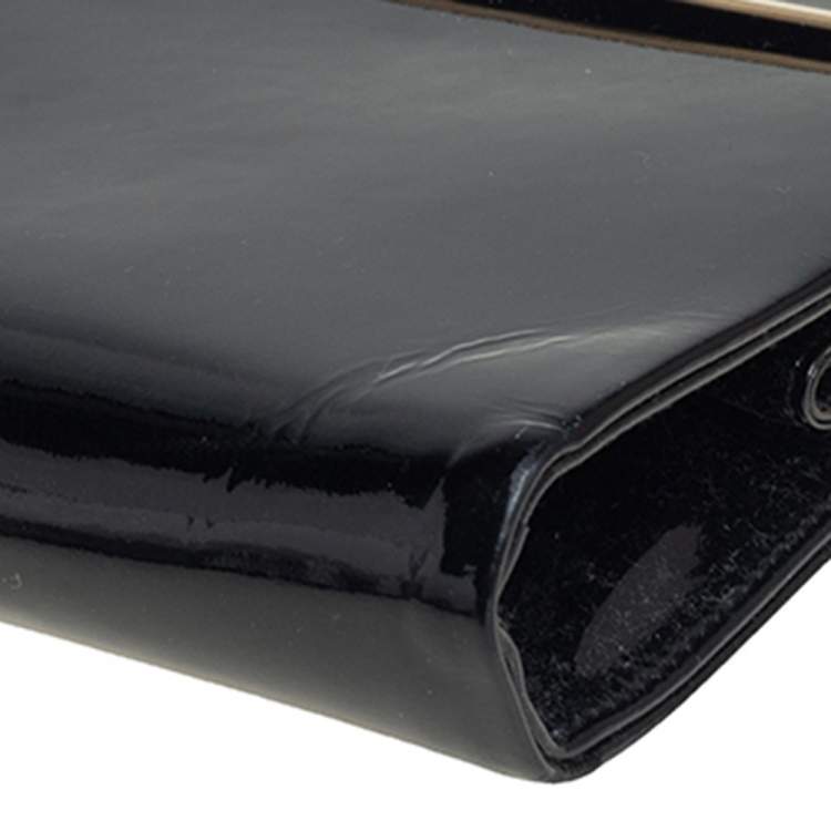 Pre Owned Jimmy Choo Black Patent Leather Frame Clutch 