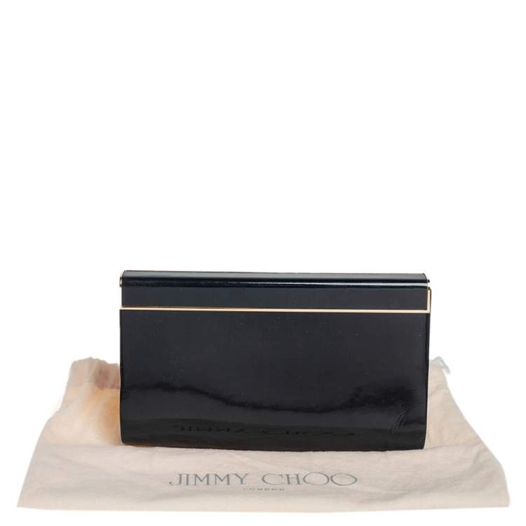 Pre Owned Jimmy Choo Black Patent Leather Frame Clutch 