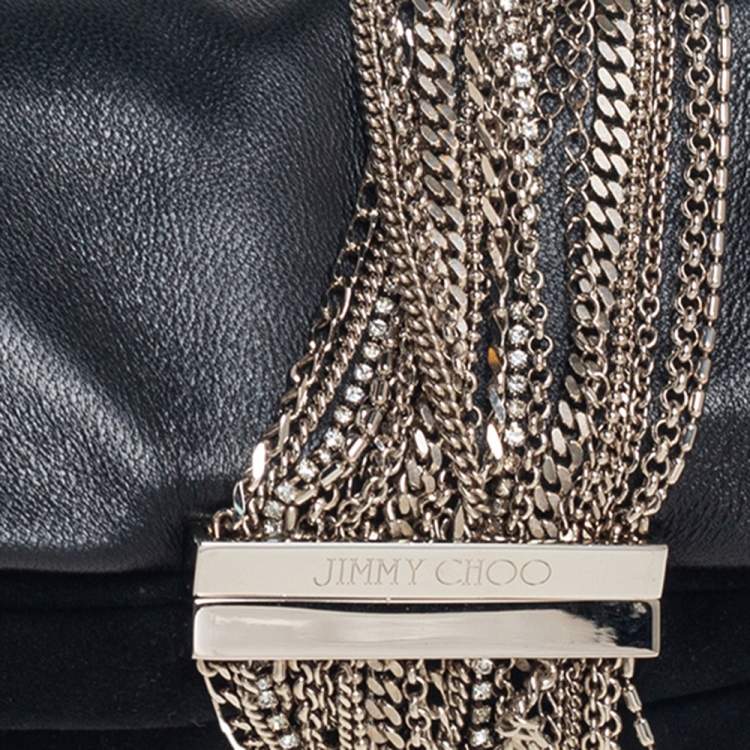Pre Owned Jimmy Choo Black Leather and Suede Chandra Clutch