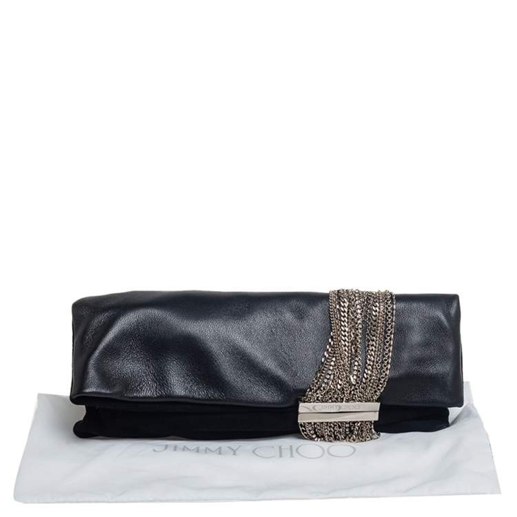 Pre Owned Jimmy Choo Black Leather and Suede Chandra Clutch