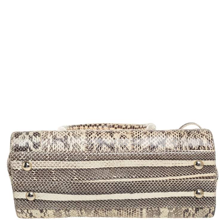 Pre Owned Jimmy Choo Beige/Black Snakeskin Rosalie Satchel