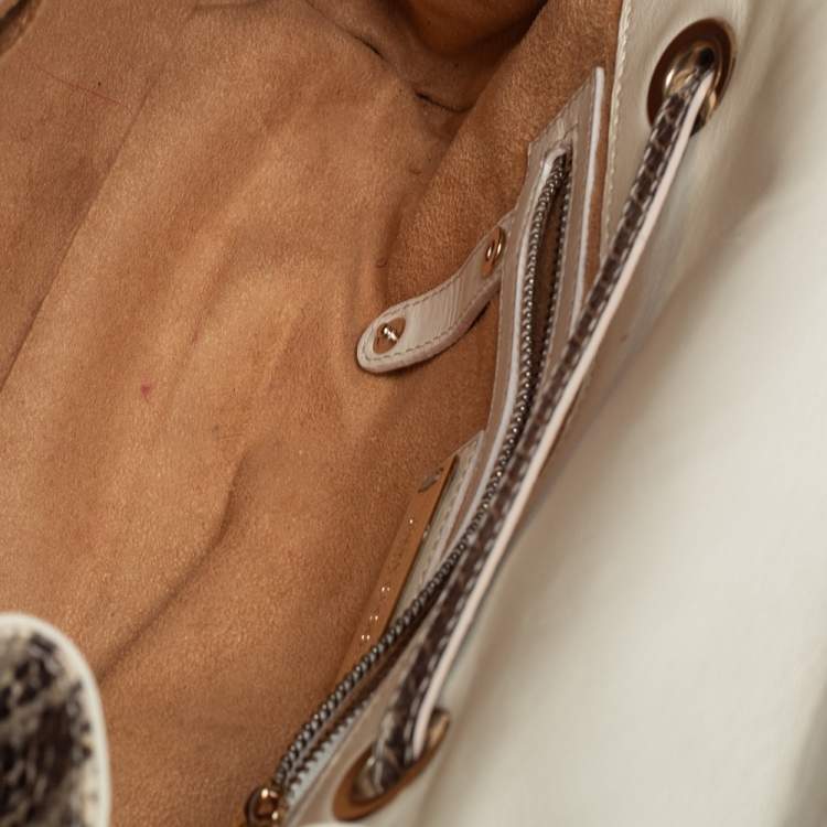 Pre Owned Jimmy Choo Beige/Black Snakeskin Rosalie Satchel