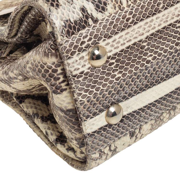 Pre Owned Jimmy Choo Beige/Black Snakeskin Rosalie Satchel