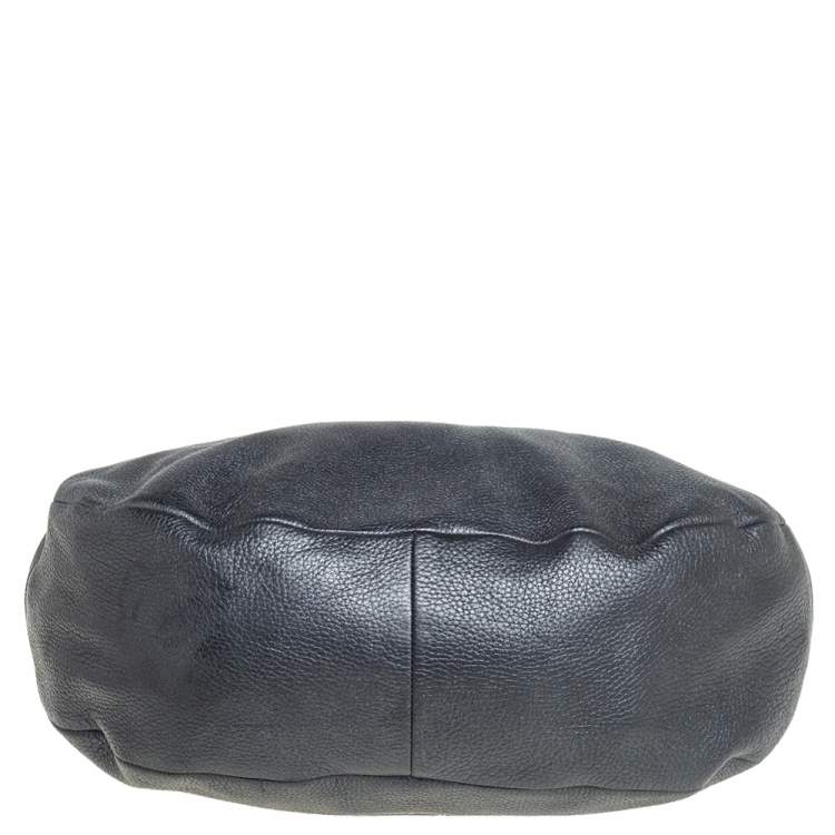 Pre Owned Jimmy Choo Dark Grey Grained Leather and Snakeskin Trim Sky Bangle Hobo