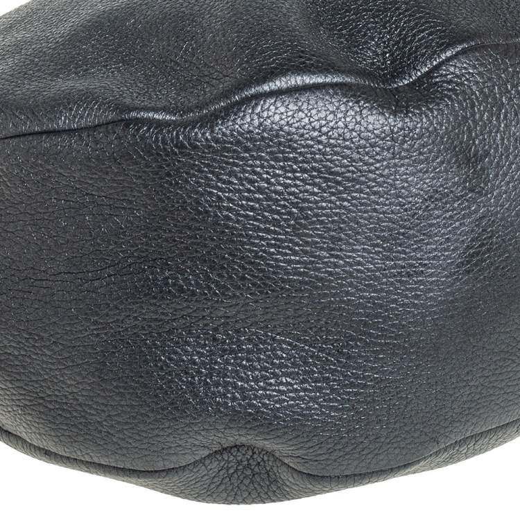 Pre Owned Jimmy Choo Dark Grey Grained Leather and Snakeskin Trim Sky Bangle Hobo
