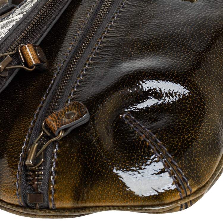مملوكة مسبقًا Jimmy Choo Dark Green Patent Leather Mave Foldover Clutch