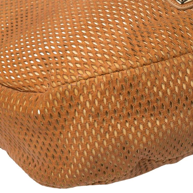 Pre Owned Jimmy Choo Tan Perforated Leather Sky Hobo