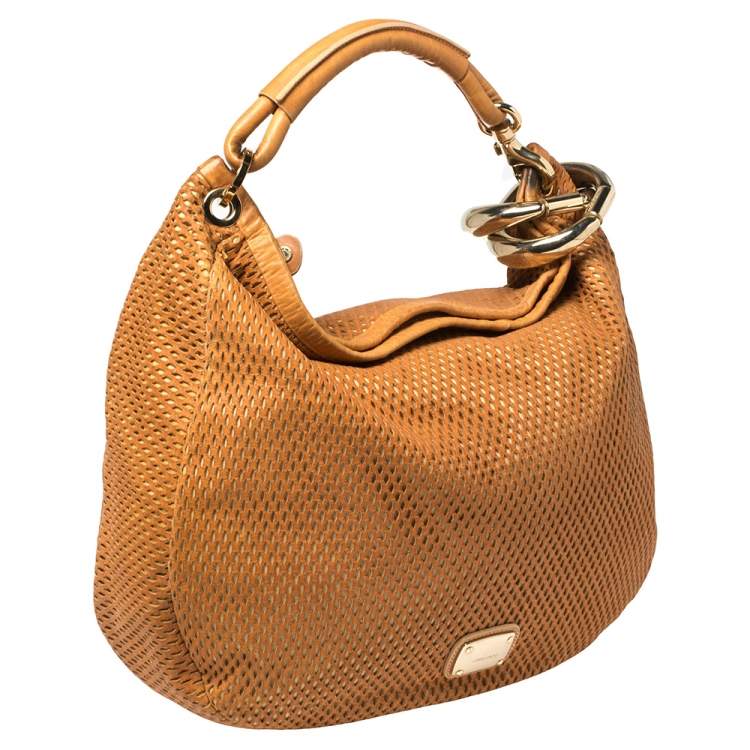 Pre Owned Jimmy Choo Tan Perforated Leather Sky Hobo