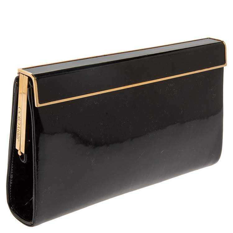 Pre Owned Jimmy Choo Black Patent Leather Cayla Clutch