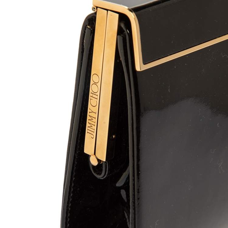 Pre Owned Jimmy Choo Black Patent Leather Cayla Clutch