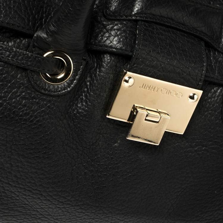 Pre Owned Jimmy Choo Black Pebbled Leather Medium Rosalie Satchel