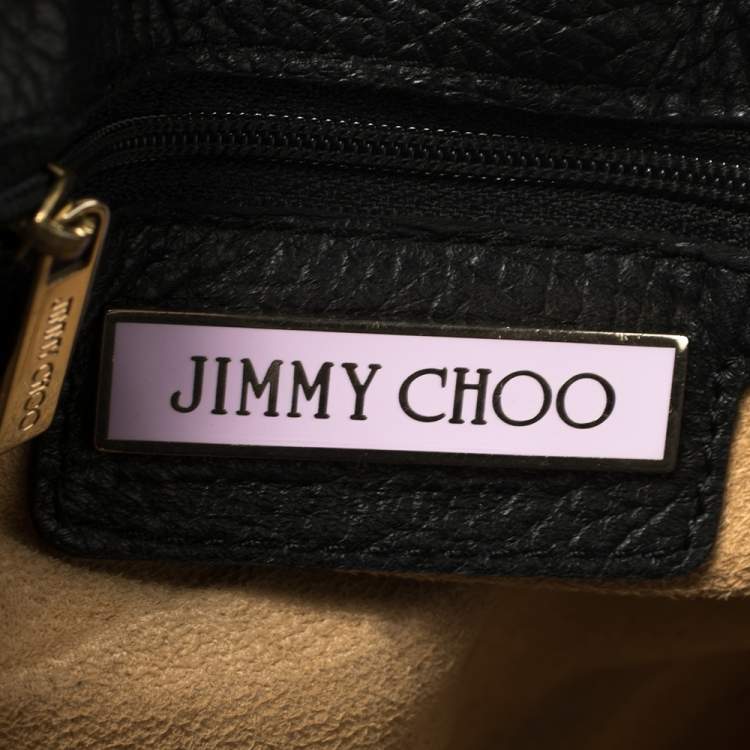 Pre Owned Jimmy Choo Black Pebbled Leather Medium Rosalie Satchel