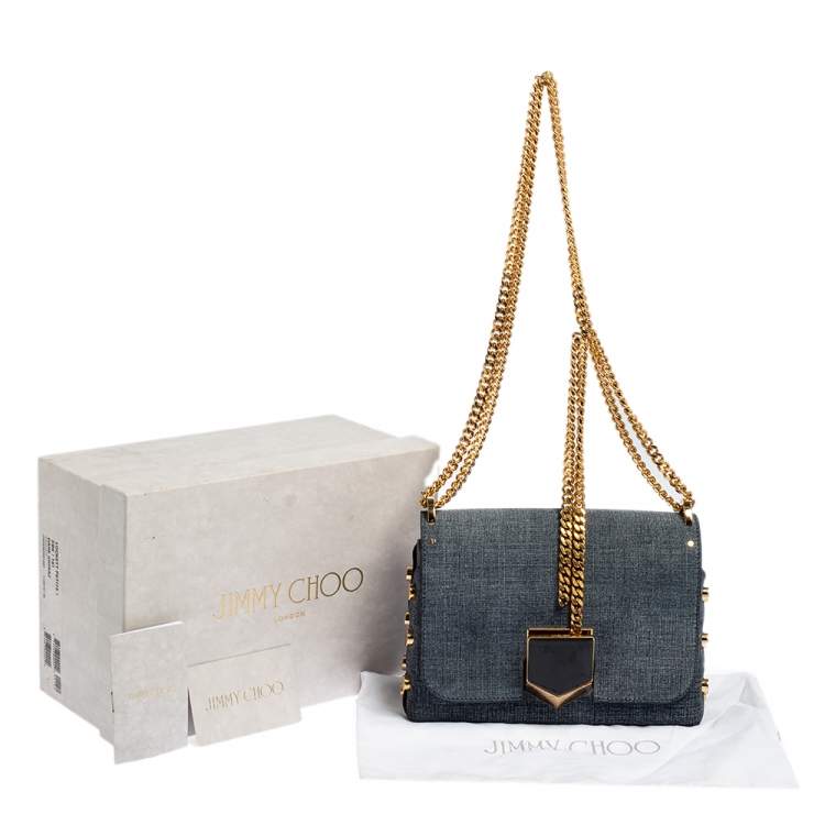 Pre Owned Jimmy Choo Grey Canvas Petite Lockett Shoulder Bag