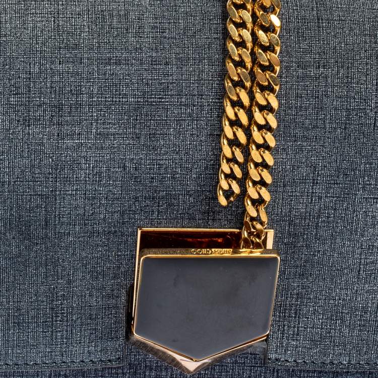 Pre Owned Jimmy Choo Grey Canvas Petite Lockett Shoulder Bag