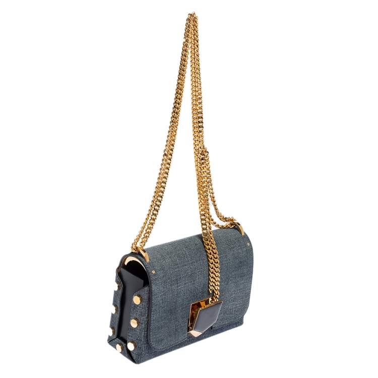 Pre Owned Jimmy Choo Grey Canvas Petite Lockett Shoulder Bag