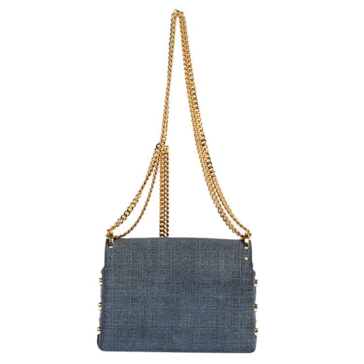 Pre Owned Jimmy Choo Grey Canvas Petite Lockett Shoulder Bag