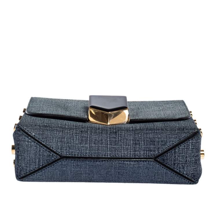 Pre Owned Jimmy Choo Grey Canvas Petite Lockett Shoulder Bag