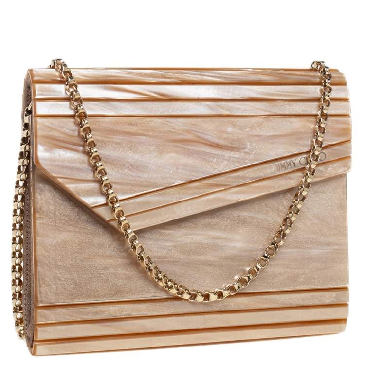 Pre Owned Jimmy Choo Beige Acrylic Candy Chain Clutch 