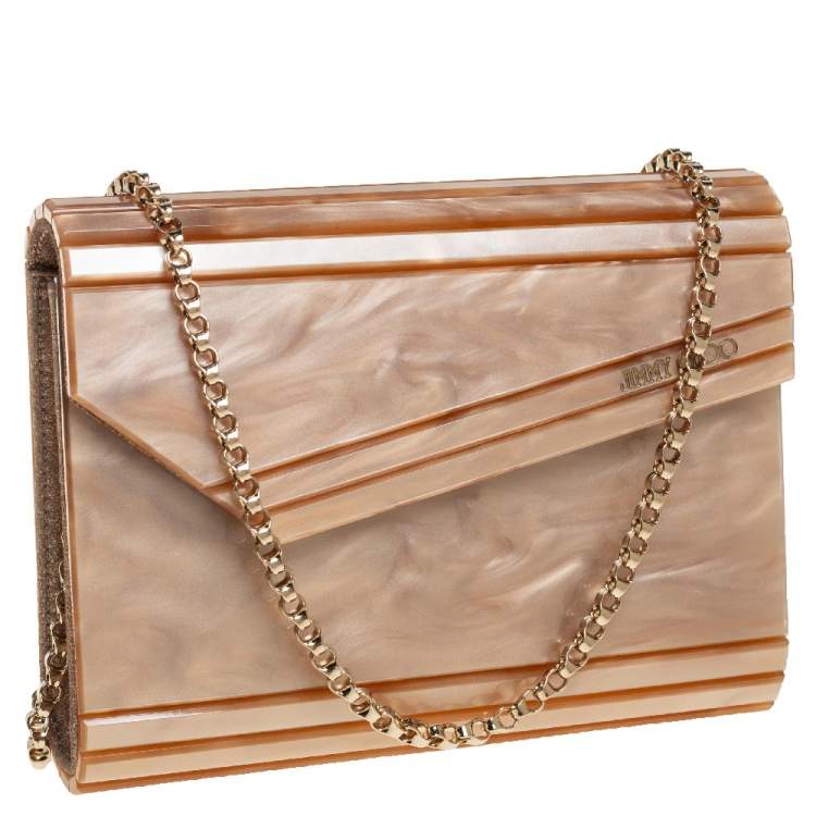Pre Owned Jimmy Choo Beige Acrylic Candy Chain Clutch 
