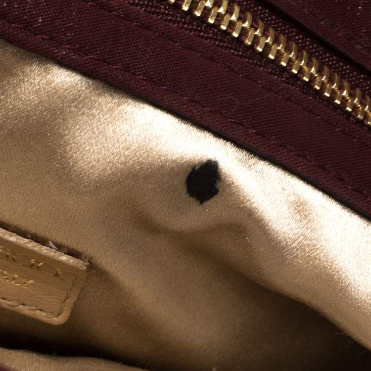 Pre Owned Jimmy Choo Maroon Shimmery Suede Chandra Clutch
