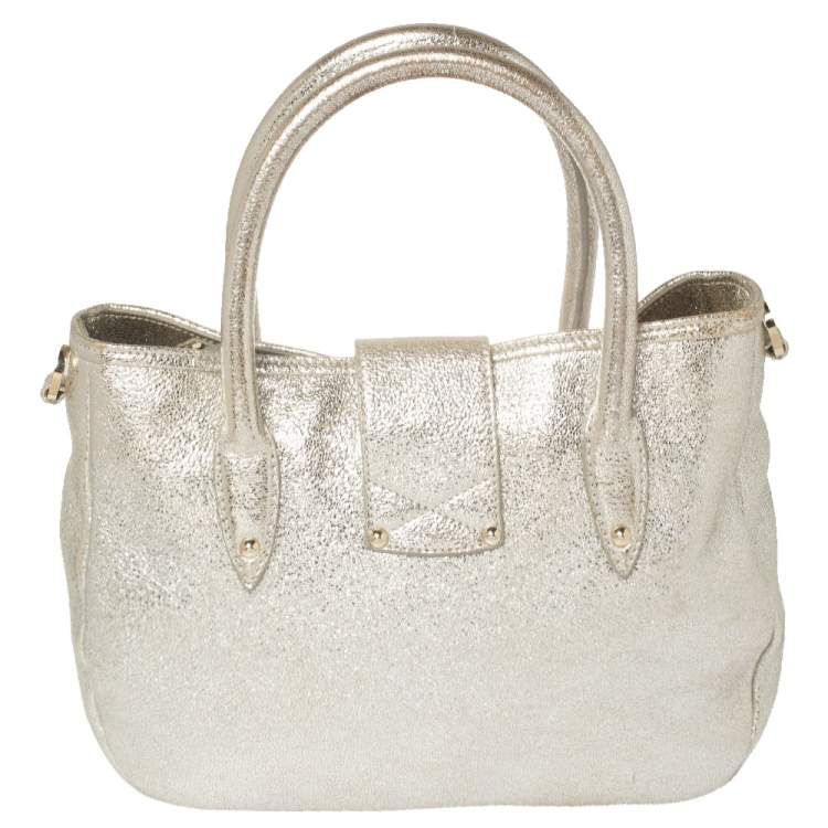مملوكة مسبقًا Jimmy Choo Metallic Gold Crinkled Leather Tote Bag