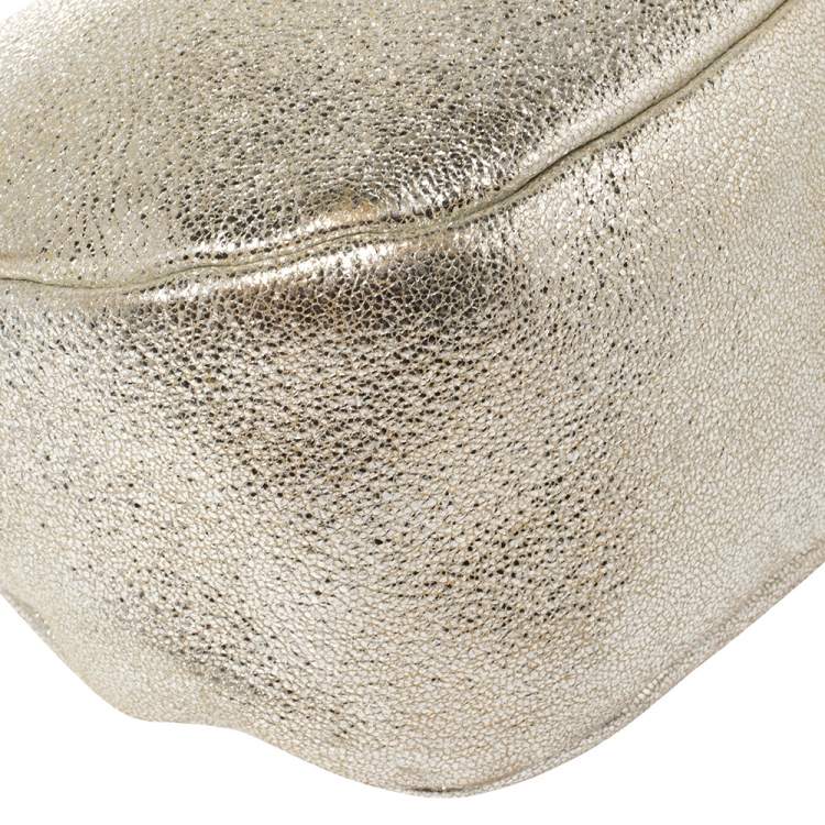 مملوكة مسبقًا Jimmy Choo Metallic Gold Crinkled Leather Tote Bag