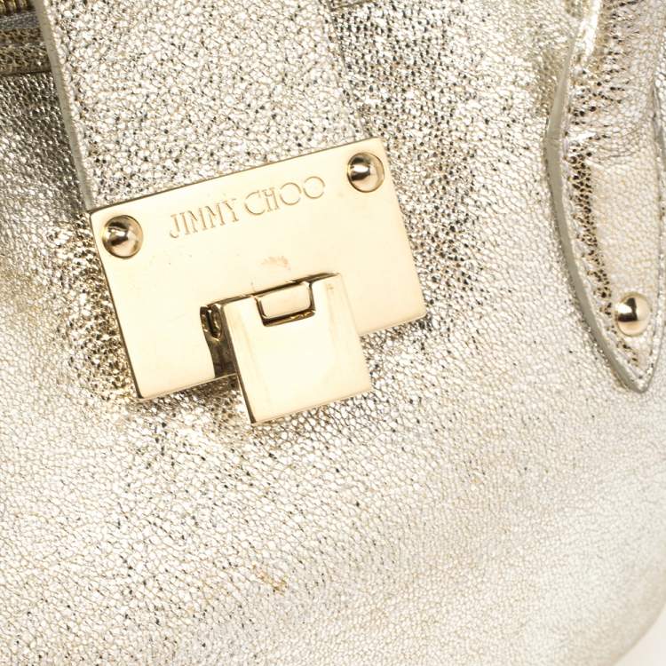 مملوكة مسبقًا Jimmy Choo Metallic Gold Crinkled Leather Tote Bag