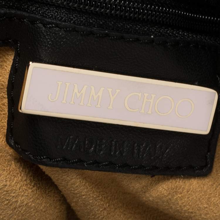 Pre Owned Jimmy Choo Black Leather Lohla Embellished Hobo