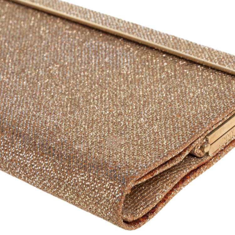 Pre Owned Jimmy Choo Gold Glitter Cayla Clutch
