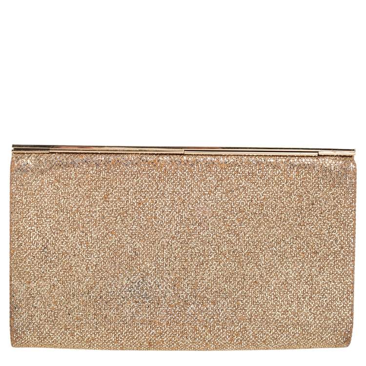 Pre Owned Jimmy Choo Gold Glitter Cayla Clutch